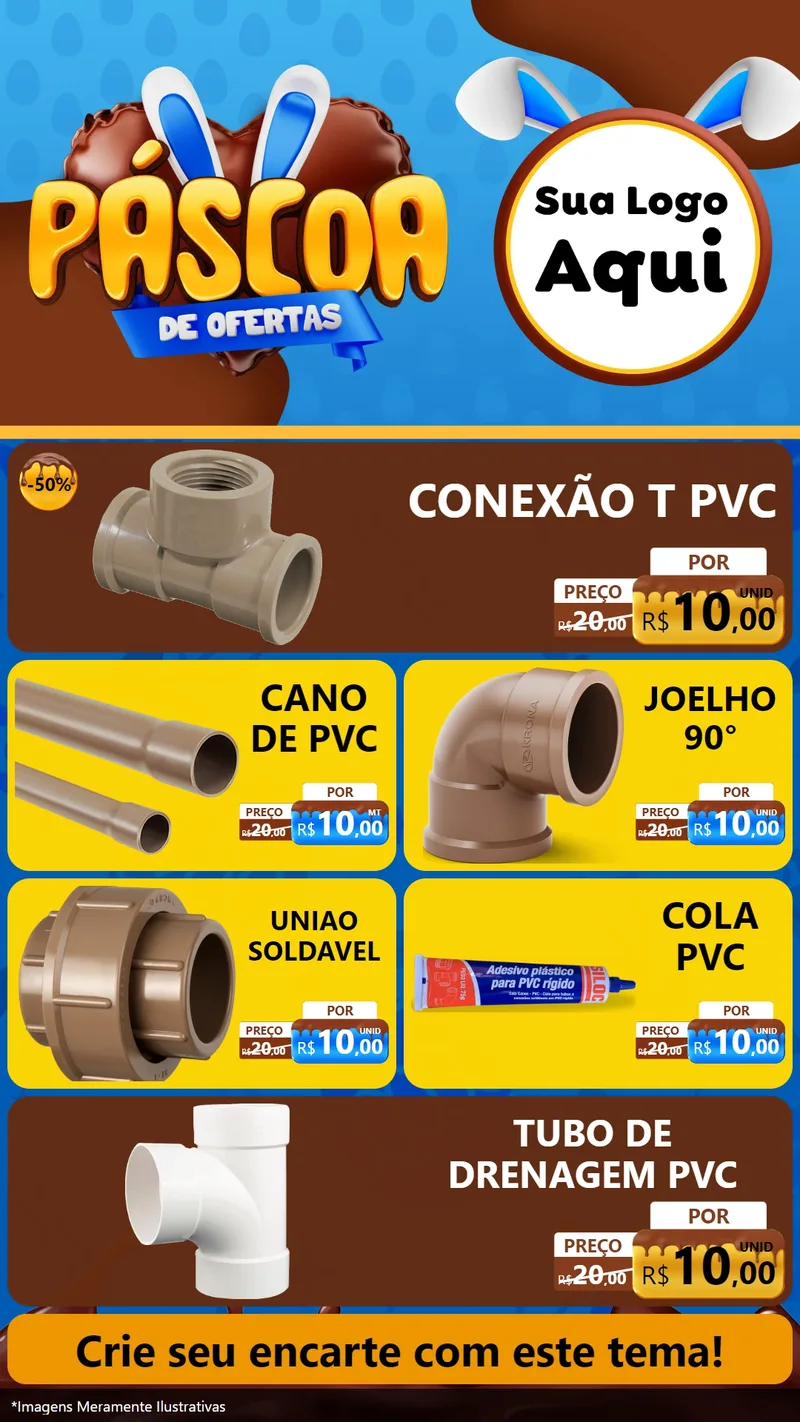 Modelo de TV para TV Vertical com o tema Páscoa de Ofertas para Tubos e conexões