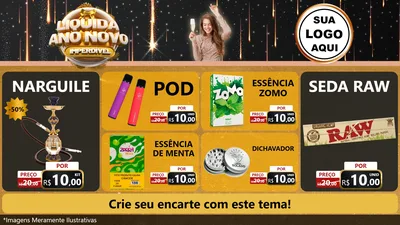 Modelo de TV para TV Horizontal com o tema Liquida Ano Novo Imperdível para Tabacaria