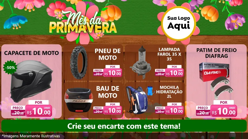 Modelo de TV para TV Horizontal com o tema Mês da Primavera para Moto peças