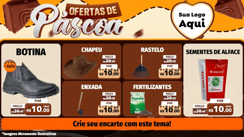 Modelo de TV para TV Horizontal com o tema Ofertas de Páscoa para Agropecuária