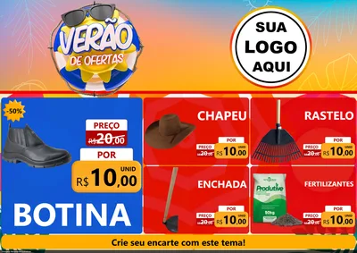 Modelo de Encarte para Encarte A4 Horizontal com o tema Verão de Ofertas para Agropecuária