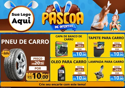 Modelo de Encarte para Encarte A4 Horizontal com o tema Páscoa de Ofertas para Auto peças
