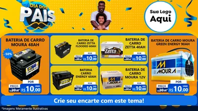 Modelo de TV para TV Horizontal com o tema Dia dos Pais para Baterias Elétricas