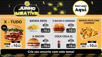 Modelo de TV para TV Horizontal com o tema Junho Imbatível para Hamburgueria