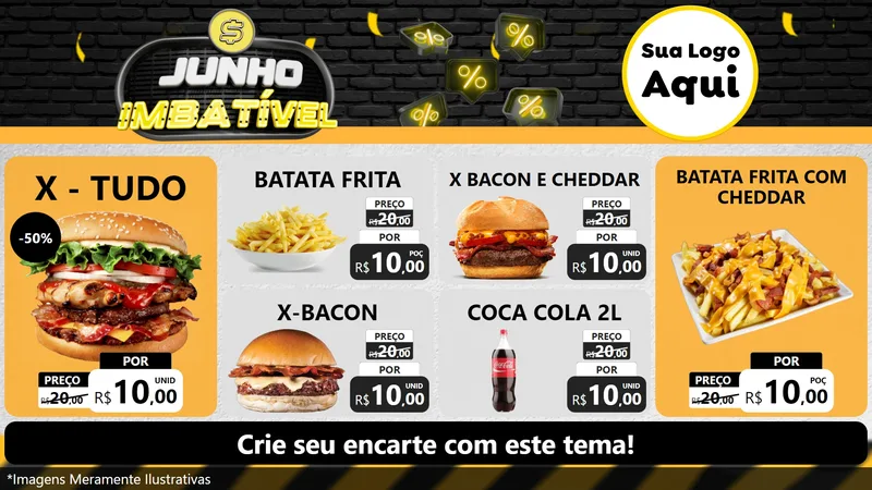Modelo de TV para TV Horizontal com o tema Junho Imbatível para Hamburgueria
