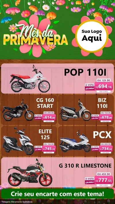 Modelo de TV para TV Vertical com o tema Mês da Primavera para Concessionaria de Motos