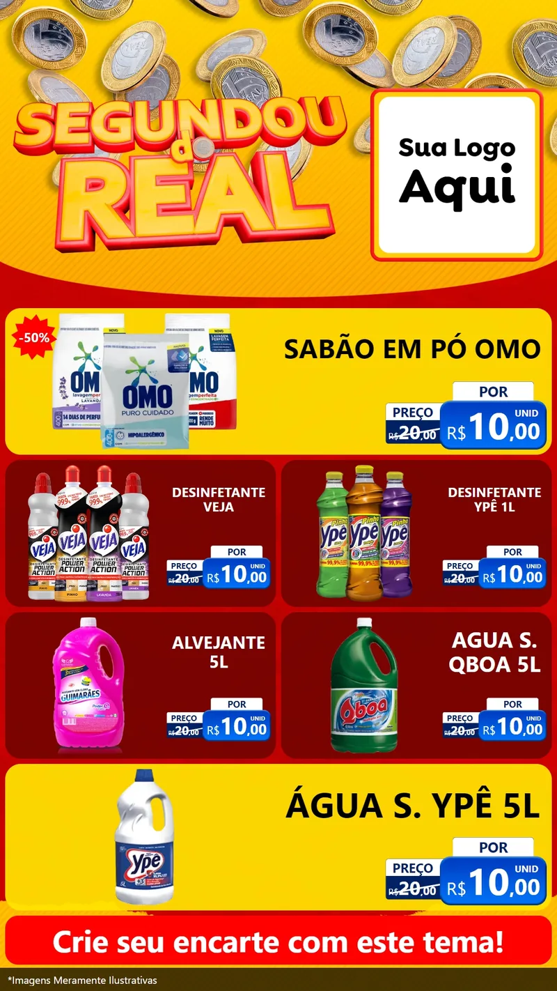 Modelo de TV para TV Vertical com o tema Segundou do Real para Produtos de Limpeza