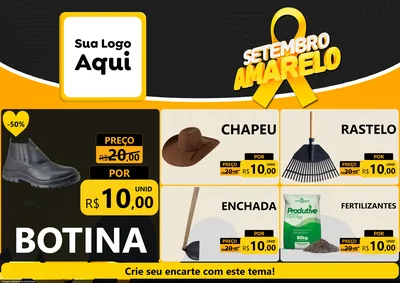 Modelo de Encarte para Encarte A4 Horizontal com o tema Setembro Amarelo para Agropecuária