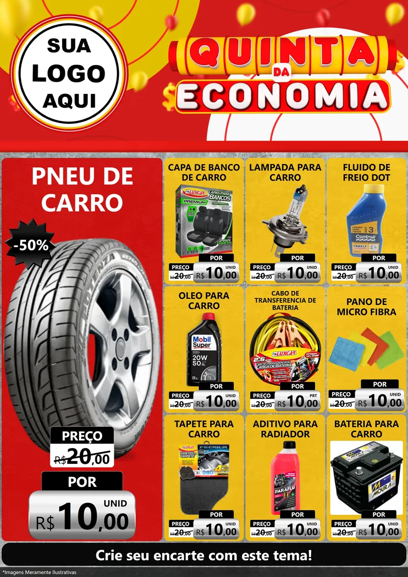 Modelo de Encarte para Encarte A4 Vertical com o tema Quinta da Economia para Auto peças