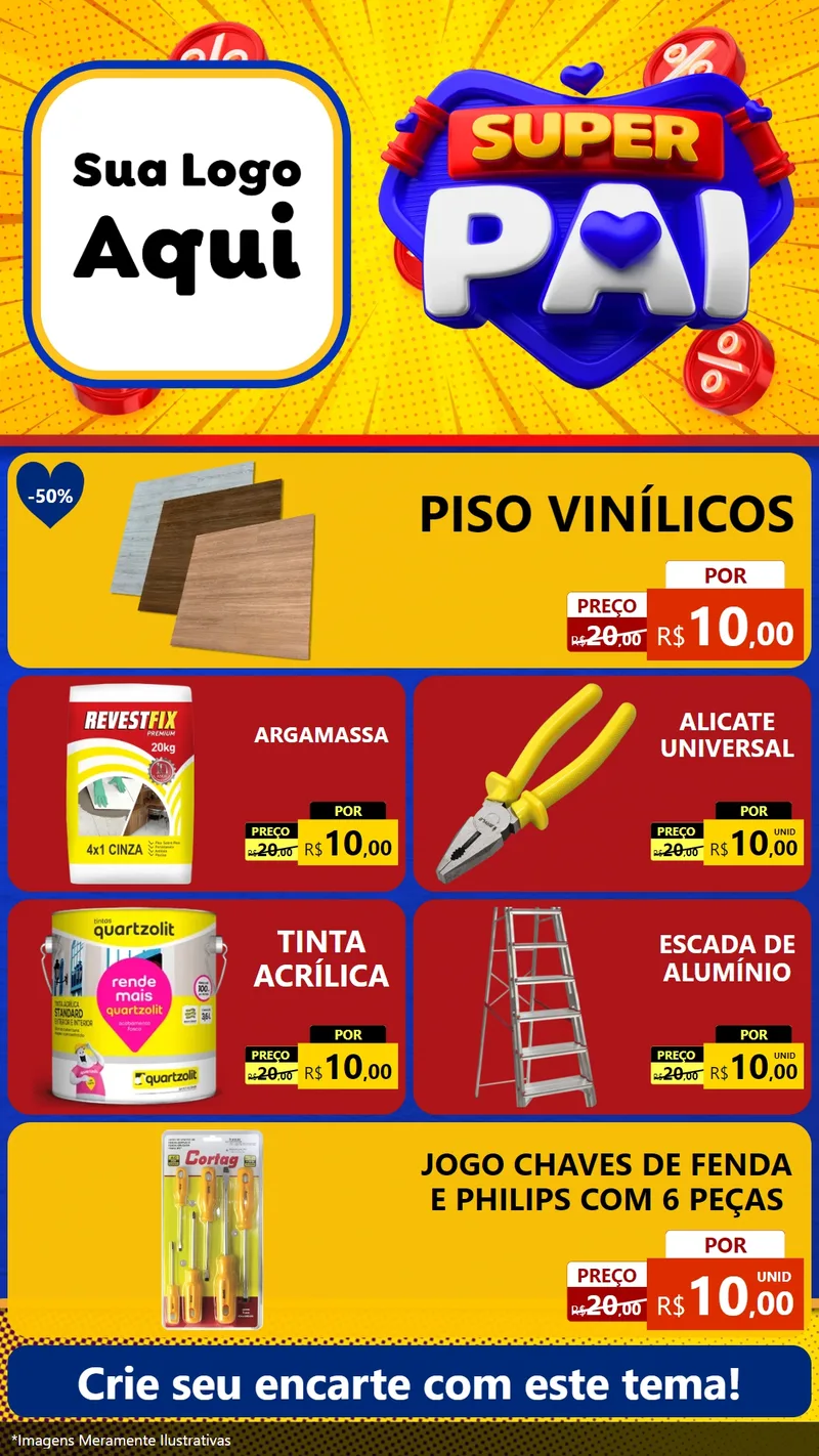 Modelo de TV para TV Vertical com o tema Super Pai para Material para Construção