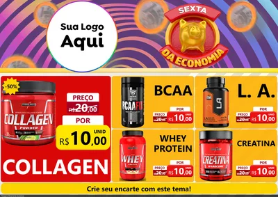 Modelo de Encarte para Encarte A4 Horizontal com o tema Sexta da Economia para Suplementos alimentares
