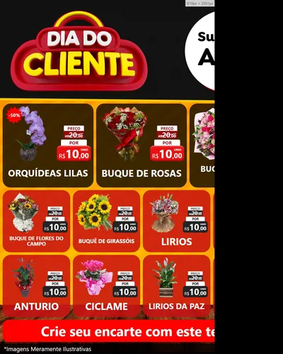 Modelo de Rede Social para Feed Instagram com o tema Dia do Cliente para Floricultura e jardim