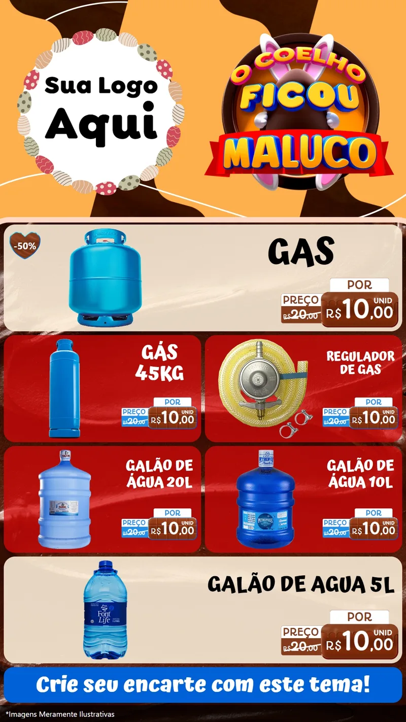 Modelo de TV para TV Vertical com o tema O Coelho Ficou Maluco - Páscoa para Água e gás