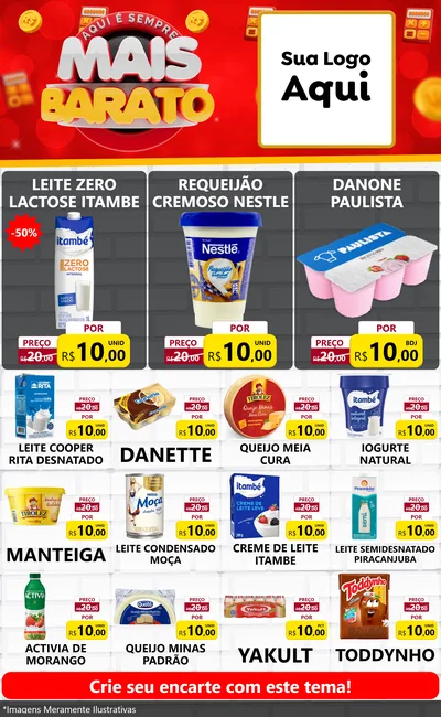 Modelo de Encarte para Encarte Grande com o tema Mais Barato para Frios e Laticínios