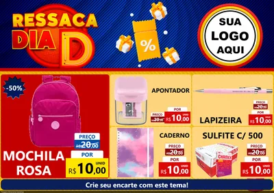 Modelo de Encarte para Encarte A4 Horizontal com o tema Ressaca Dia D para Papelaria