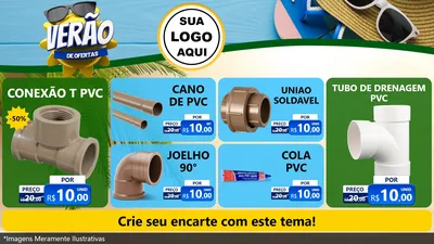 Modelo de TV para TV Horizontal com o tema Verão de Ofertas para Tubos e conexões