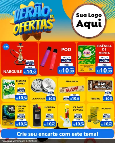 Modelo de Rede Social para Feed Instagram com o tema Verão de Ofertas para Tabacaria