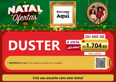 Modelo de Cartaz para Cartaz A4 Horizontal com o tema Natal de Ofertas para Concessionaria de Carros