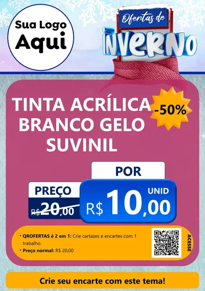 Modelo de Cartaz para Cartaz A4 Vertical com o tema Ofertas de Inverno para Tintas e Ferramentas