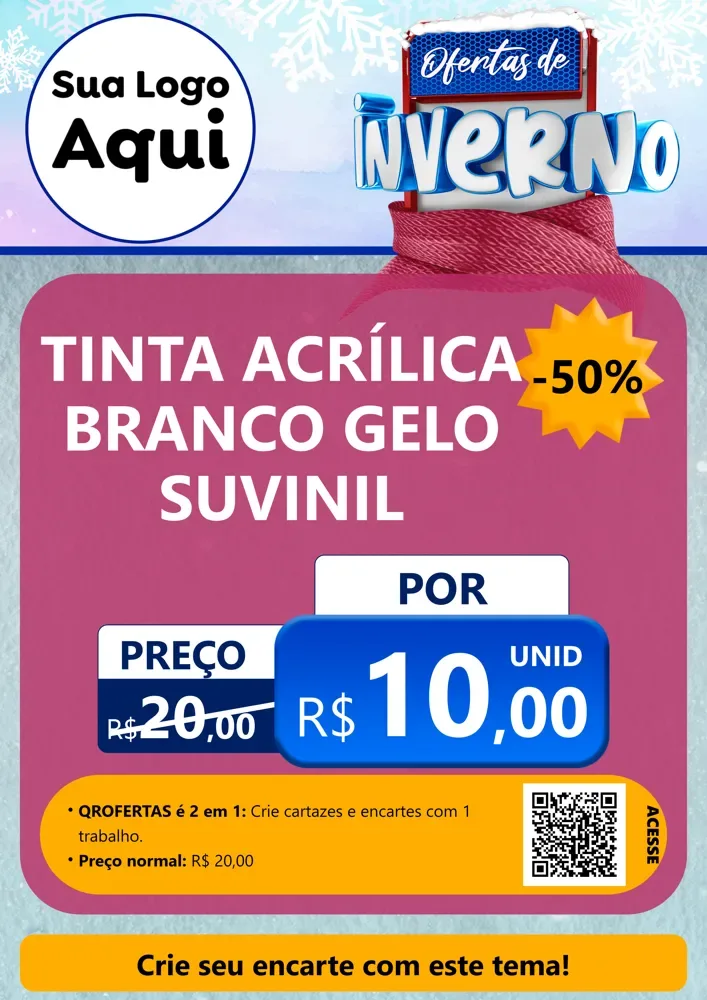 Modelo de Cartaz para Cartaz A4 Vertical com o tema Ofertas de Inverno para Tintas e Ferramentas