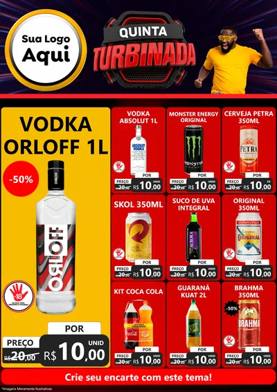 Modelo de Encarte para Encarte A4 Vertical com o tema Quinta Turbinada para Distribuidora de bebidas