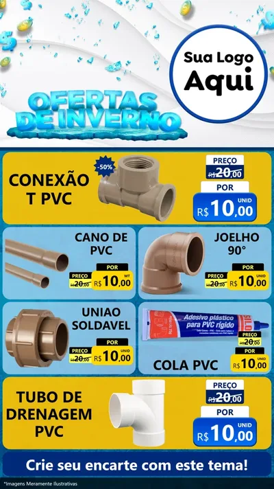 Modelo de TV para TV Vertical com o tema Ofertas de Inverno para Tubos e conexões