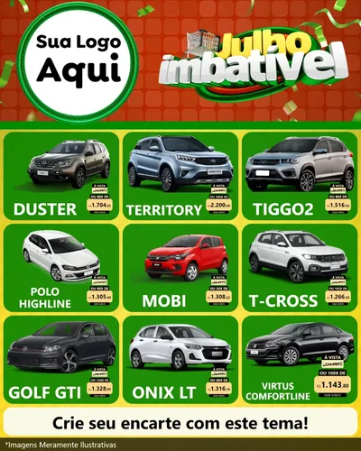 Modelo de Rede Social para Feed Instagram com o tema Julho Imbatível para Concessionaria de Carros