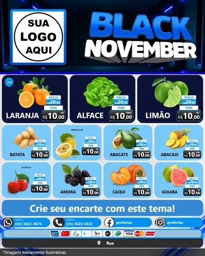 Modelo de Rede Social para Feed Instagram com o tema Black November para Hortifrúti