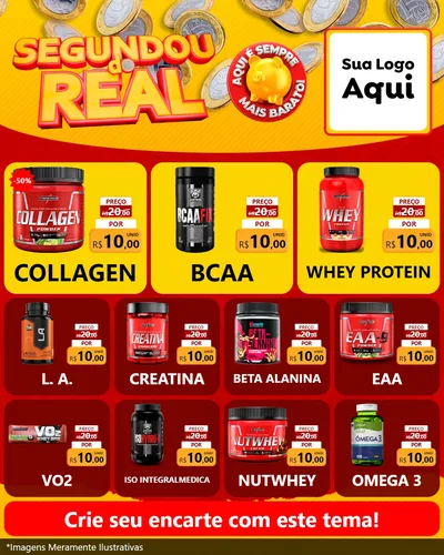 Modelo de Rede Social para Feed Instagram com o tema Segundou do Real para Suplementos alimentares
