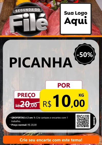 Modelo de Cartaz para Cartaz A4 Vertical com o tema Segunda do Filé para Açougue
