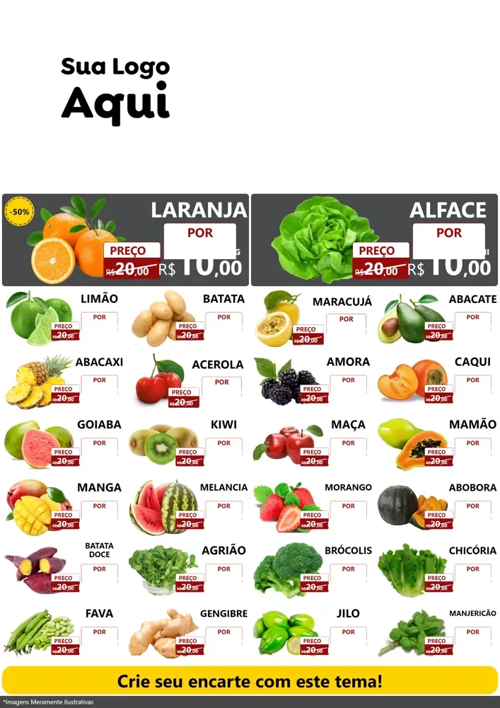 Modelo de Encarte para Encarte A4 Vertical com o tema Segunda do Real para Hortifrúti