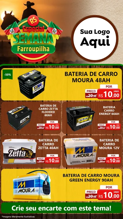 Modelo de TV para TV Vertical com o tema Especial Semana Farroupilha para Baterias Elétricas