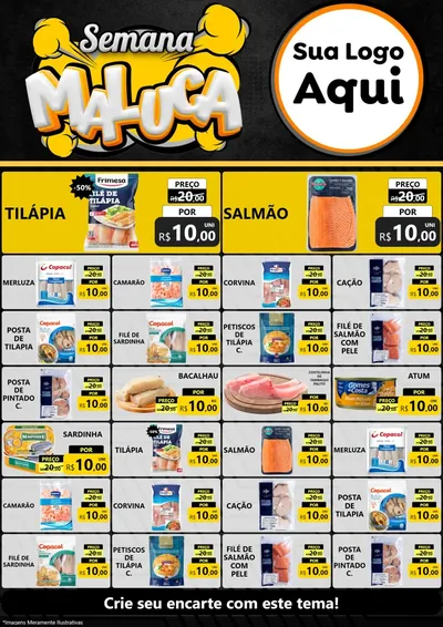 Modelo de Encarte para Encarte A4 Vertical com o tema Semana Maluca para Peixaria