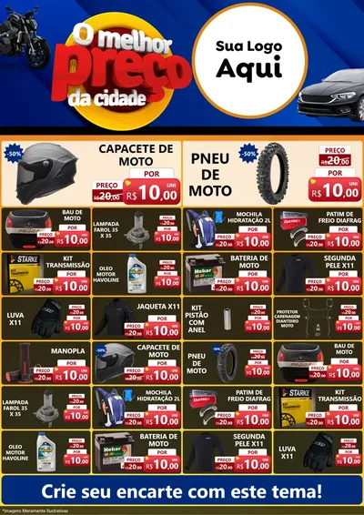 Modelo de Encarte para Encarte A4 Vertical com o tema O Melhor Preço da Cidade - Auto e Motopeças para Moto peças