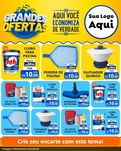 Modelo de Rede Social para Feed Instagram com o tema Grandes Ofertas para Produtos para Piscina