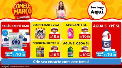 Modelo de TV para TV Horizontal com o tema Comece Março Economizando para Produtos de Limpeza