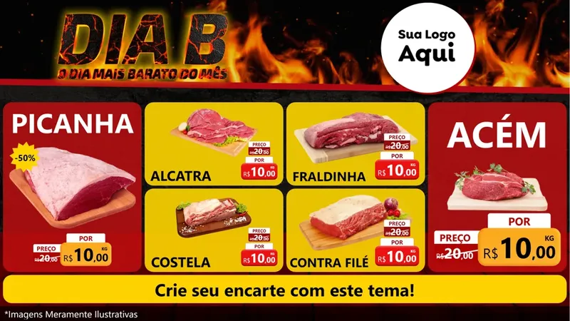 Modelo de TV para TV Horizontal com o tema Dia B para Açougue