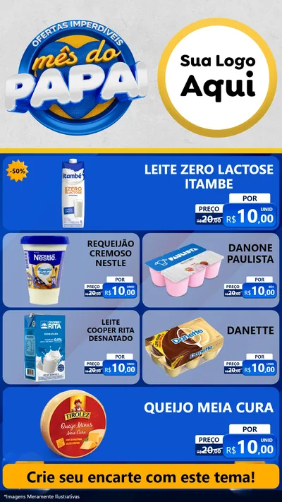 Modelo de TV para TV Vertical com o tema Ofertas Imperdíveis Mês Do Papai para Frios e Laticínios