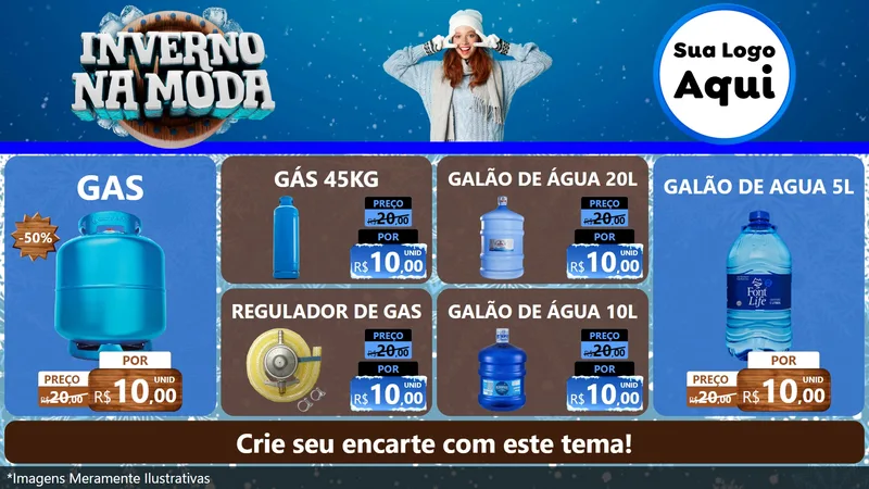Modelo de TV para TV Horizontal com o tema Inverno na Moda para Água e gás