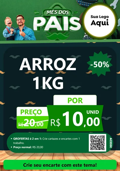 Modelo de Cartaz para Cartaz A4 Vertical com o tema Mês dos Pais para Supermercado