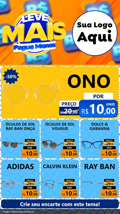 Modelo de Rede Social para Stories com o tema Leve Mais, Pague Menos para Óticas
