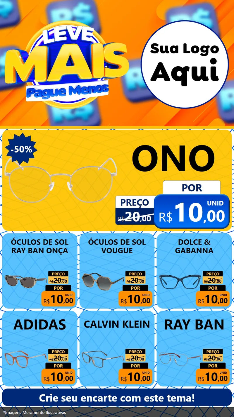 Modelo de Rede Social para Stories com o tema Leve Mais, Pague Menos para Óticas