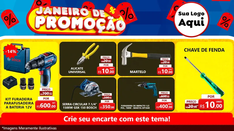 Modelo de TV para TV Horizontal com o tema Janeiro de Promoção para Maquinas e Ferramentas