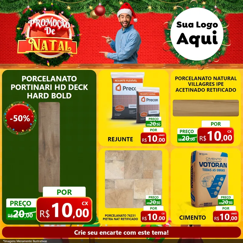 Modelo de Rede Social para Feed Facebook com o tema Promoção de Natal para Pisos e revestimentos