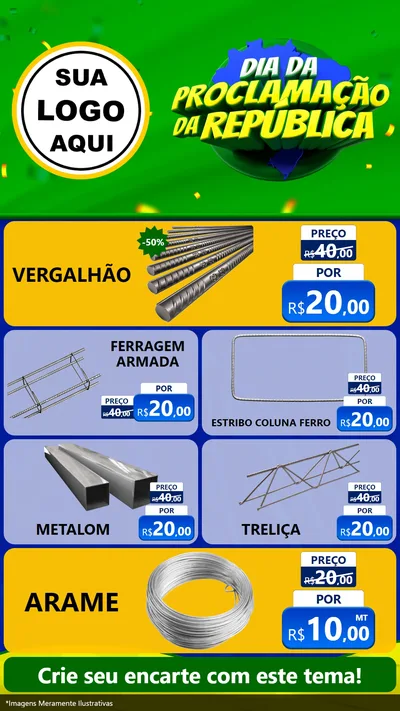 Modelo de TV para TV Vertical com o tema Dia Da Proclamação Da República para Ferragens