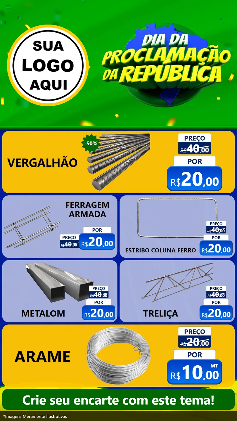 Modelo de TV para TV Vertical com o tema Dia Da Proclamação Da República para Ferragens
