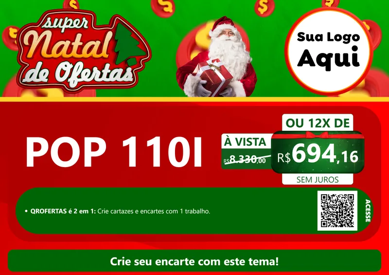 Modelo de Cartaz para Cartaz A4 Horizontal com o tema Super Natal de Ofertas para Concessionaria de Motos