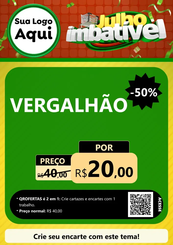 Modelo de Cartaz para Cartaz A4 Vertical com o tema Julho Imbatível para Ferragens
