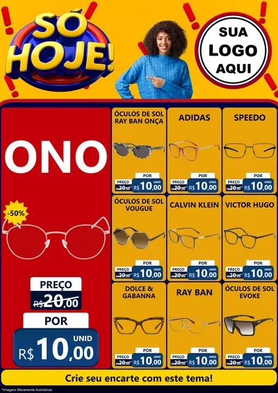 Modelo de Encarte para Encarte A4 Vertical com o tema Só Hoje! para Óticas