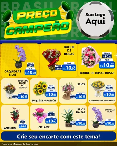 Modelo de Rede Social para Feed Instagram com o tema Preço Campeão - Copa para Floricultura e jardim
